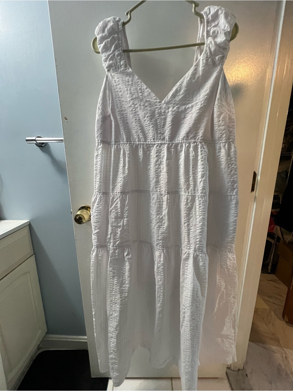 Mossimo Supply Co. White Tiered V-Neck Maxi Dress